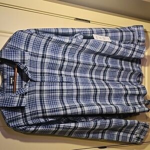 HURLEY- Men's Blue Flannel Checkered Shirt Size XXL NWT